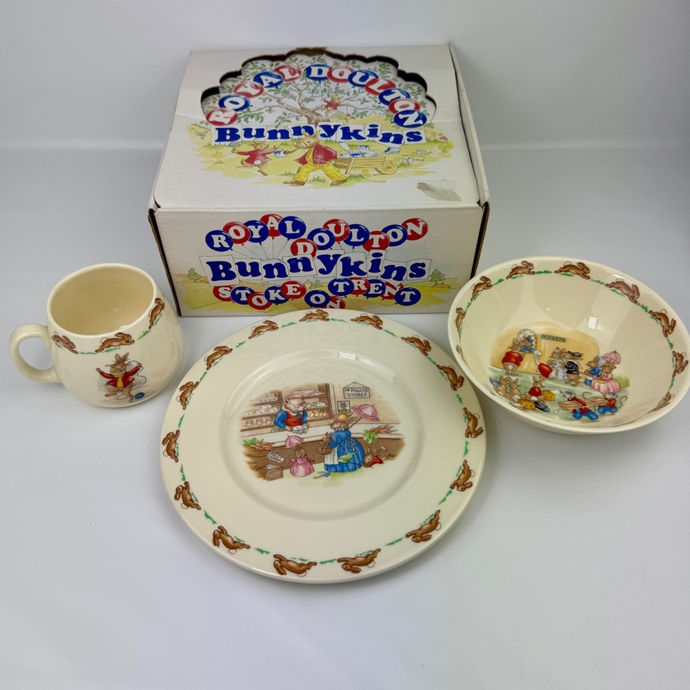 Royal Doulton Bunnykins Children's 3 Piece Set Vintage NIB Never Used.